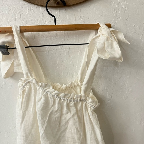 Outerknown Cream White Smocked Tie Strap Flowy Oasis Top L - Picture 5 of 6